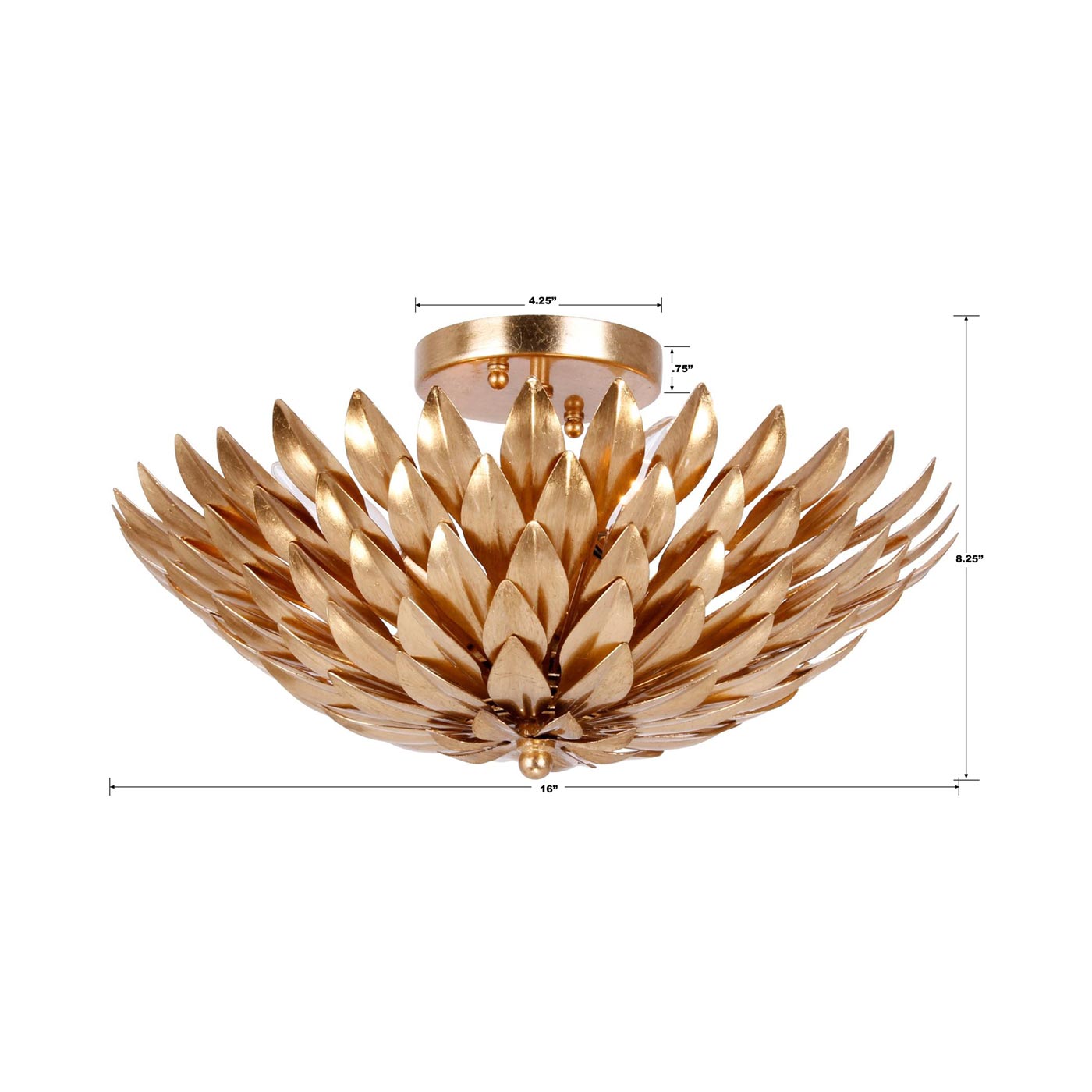 Broche Semi Flush Mount Ceiling Light - line drawing.
