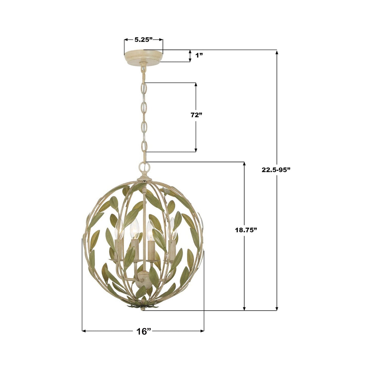 Broche Sphere Chandelier - line drawing.