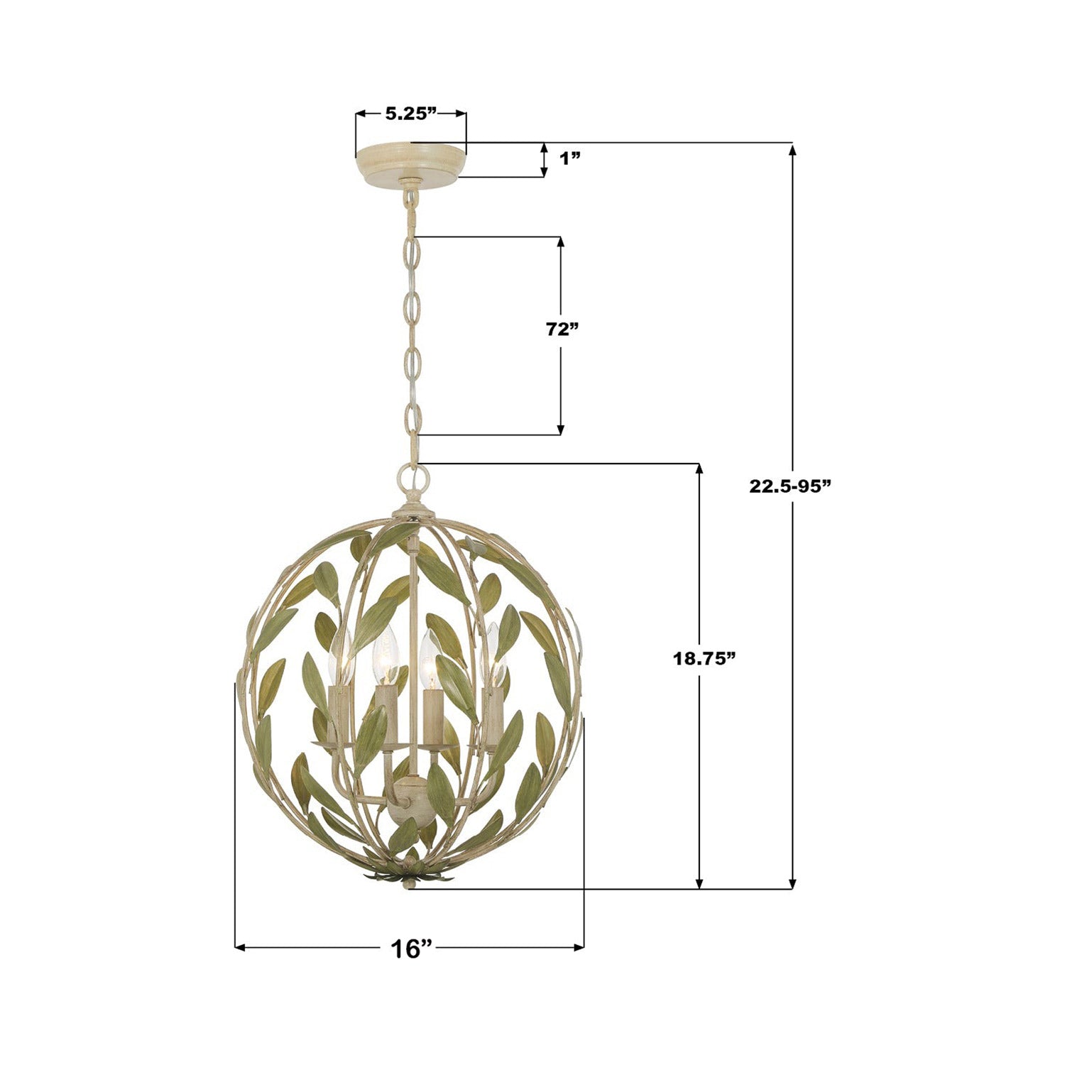 Broche Sphere Chandelier - line drawing.