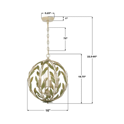 Broche Sphere Chandelier - line drawing.