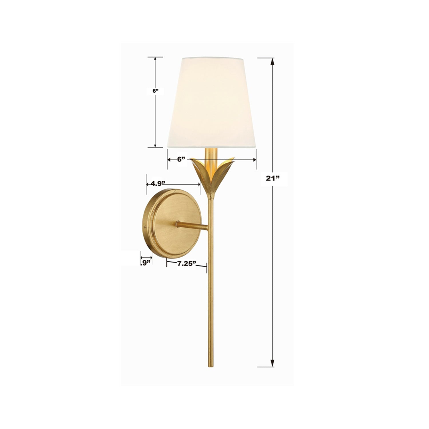Broche Wall Light - line drawing.