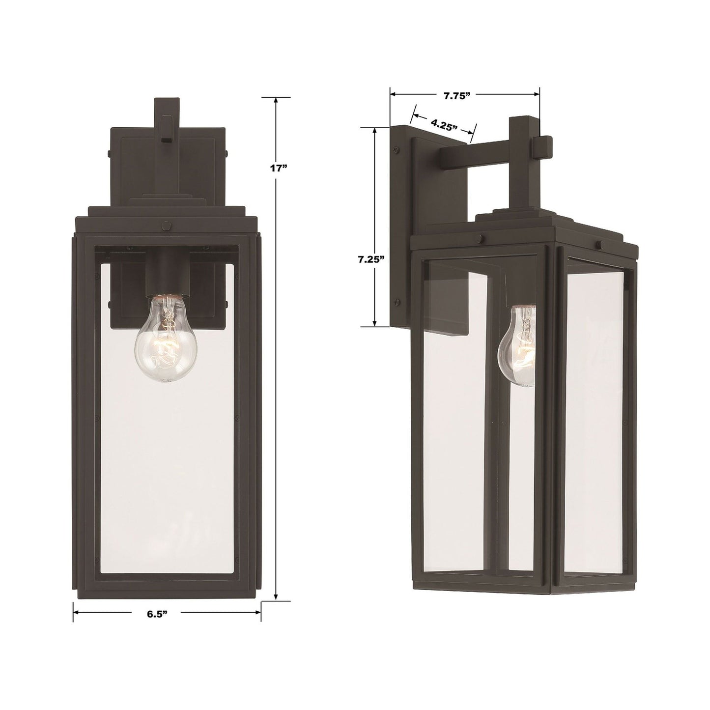 Byron Outdoor Wall Light - line drawing.