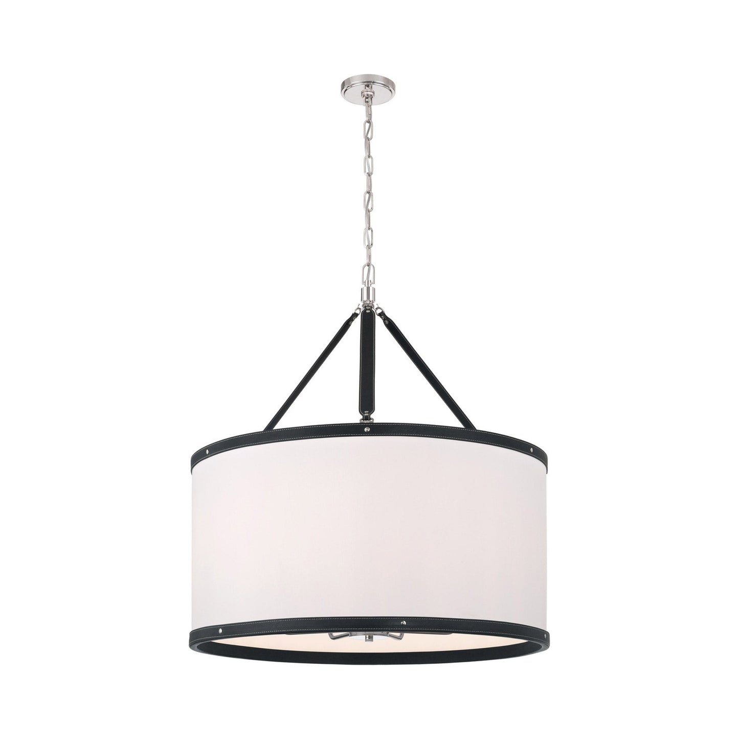Callahan Drum Pendant Light in Polished Nickel.