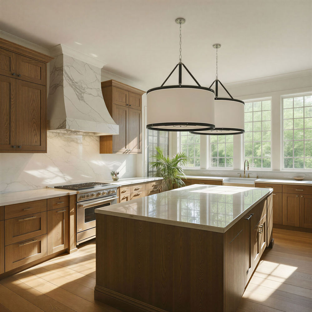 Callahan Drum Pendant Light in kitchen.