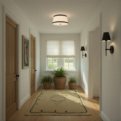Callahan Flush Mount Ceiling Light in hallway.