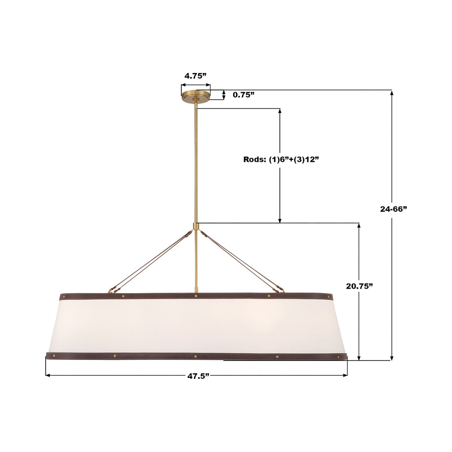 Callahan Linear Chandelier - line drawing.