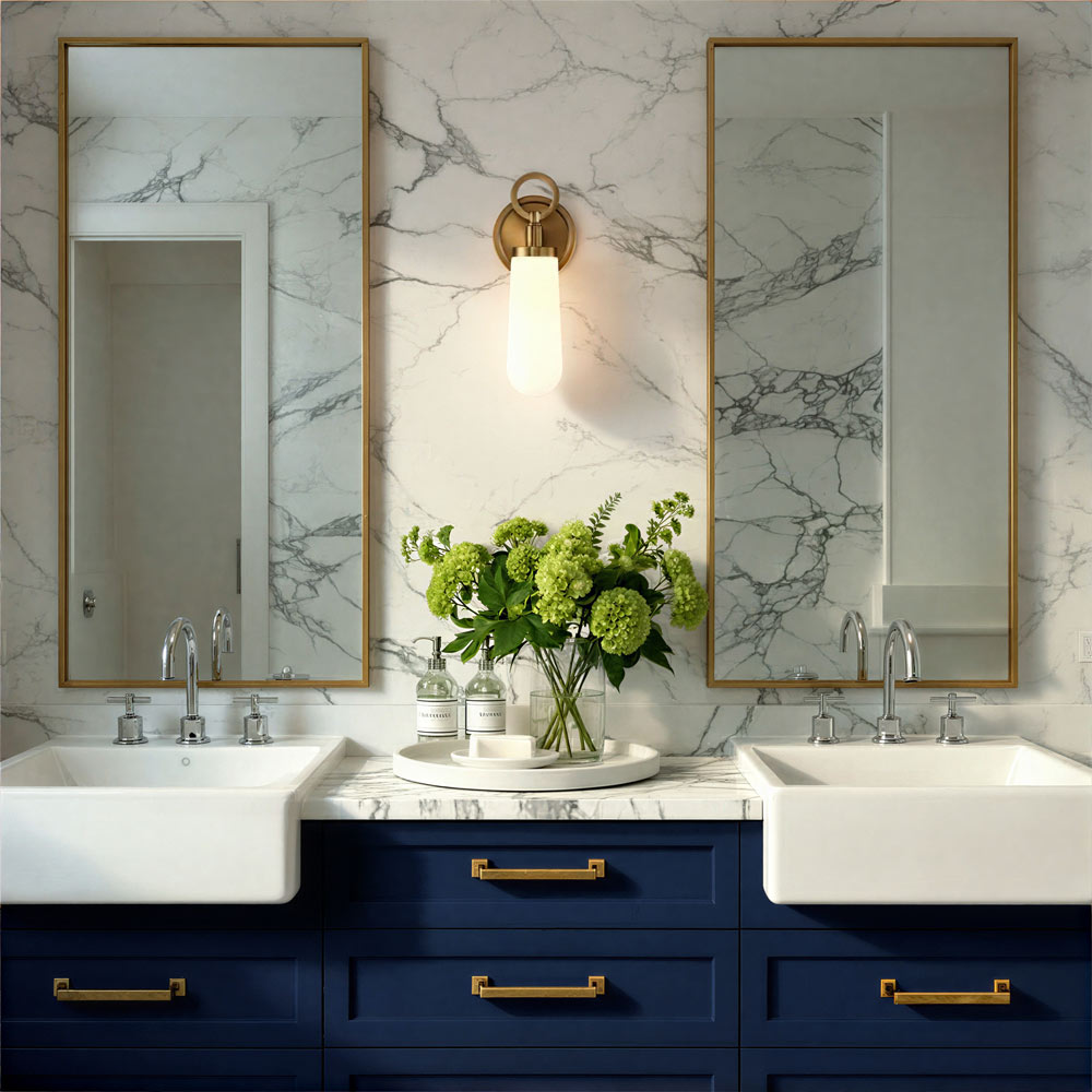 Calvin LED Wall Light in bathroom.