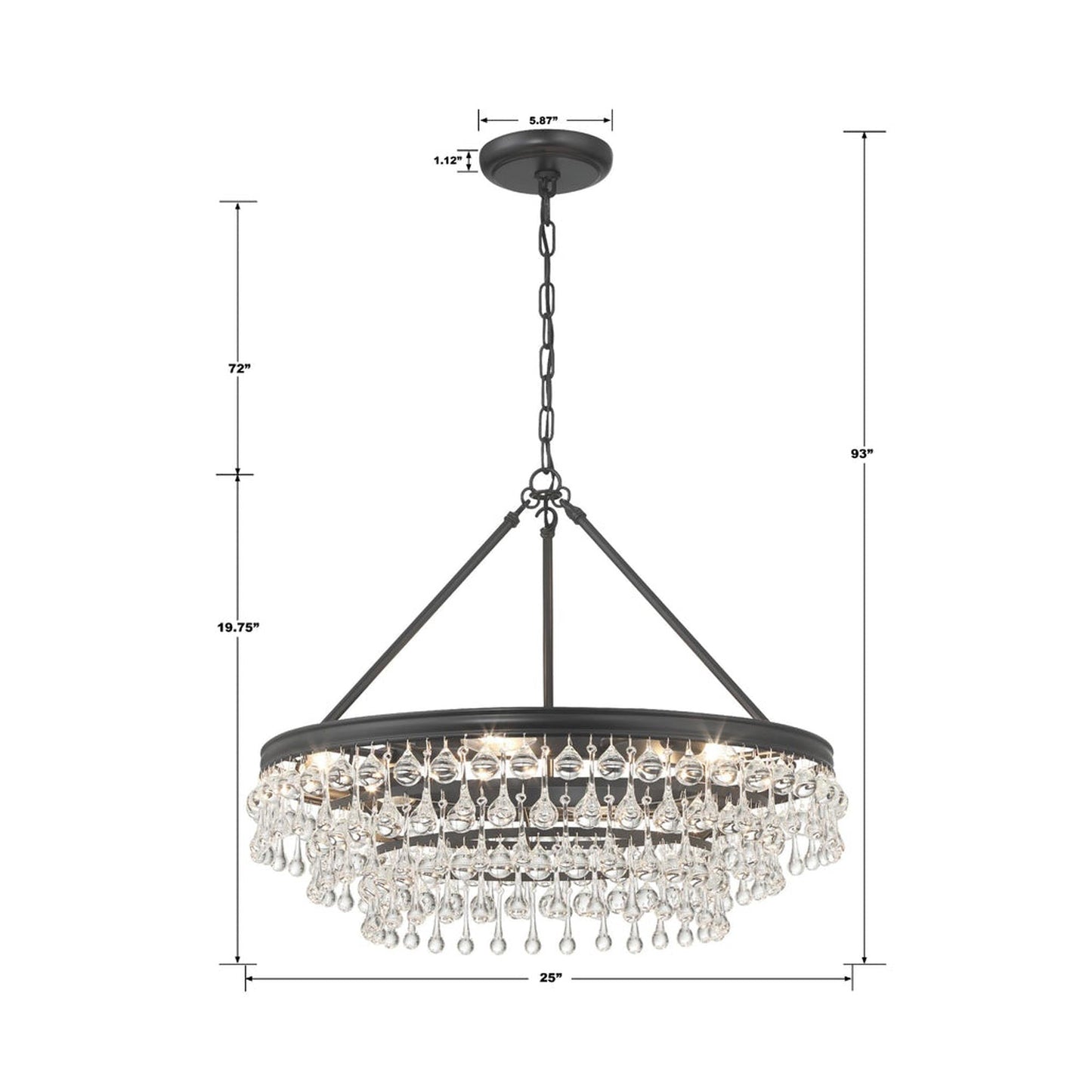 Calypso Chandelier - line drawing.