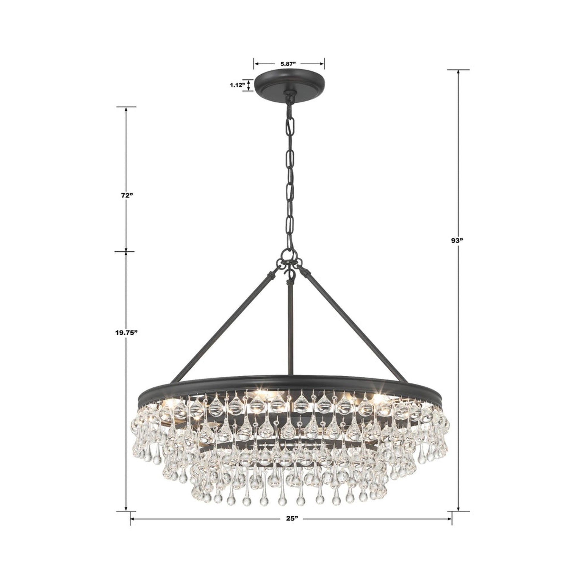 Calypso Chandelier - line drawing.