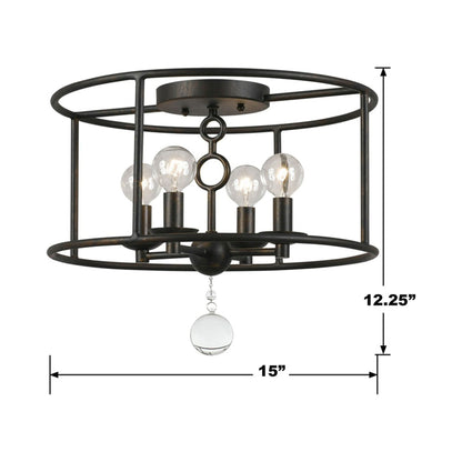 Cameron Semi Flush Mount Ceiling Light - line drawing.