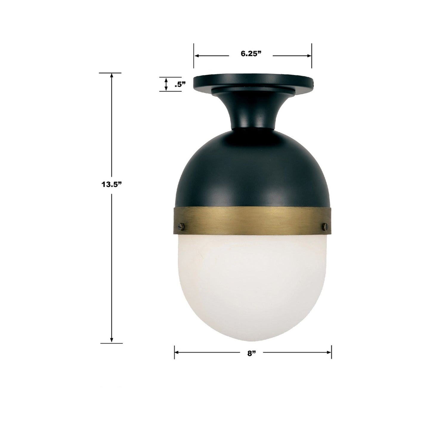 Capsule Outdoor Semi Flush Mount Ceiling Light - line drawing.