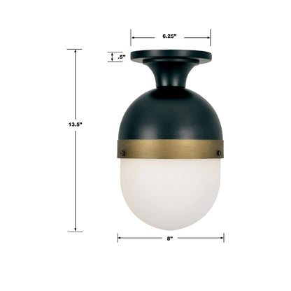Capsule Outdoor Semi Flush Mount Ceiling Light - line drawing.