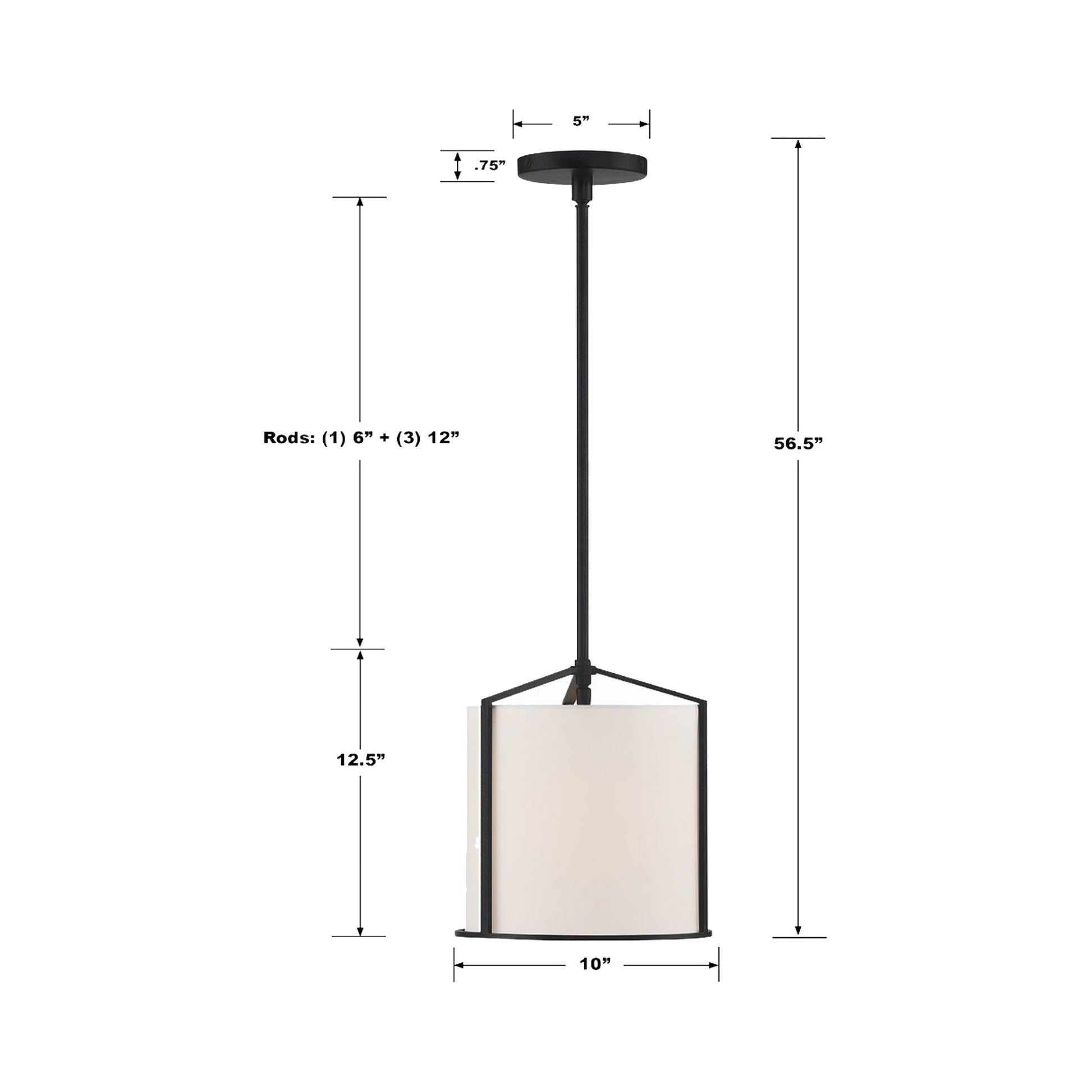 Carlyn Pendant Light - line drawing.