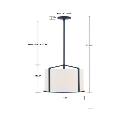 Carlyn Pendant Light - line drawing.