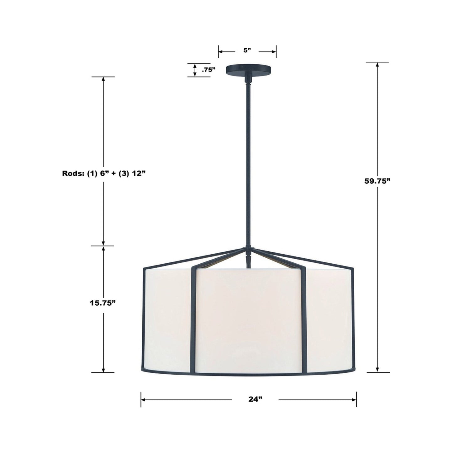 Carlyn Pendant Light - line drawing.
