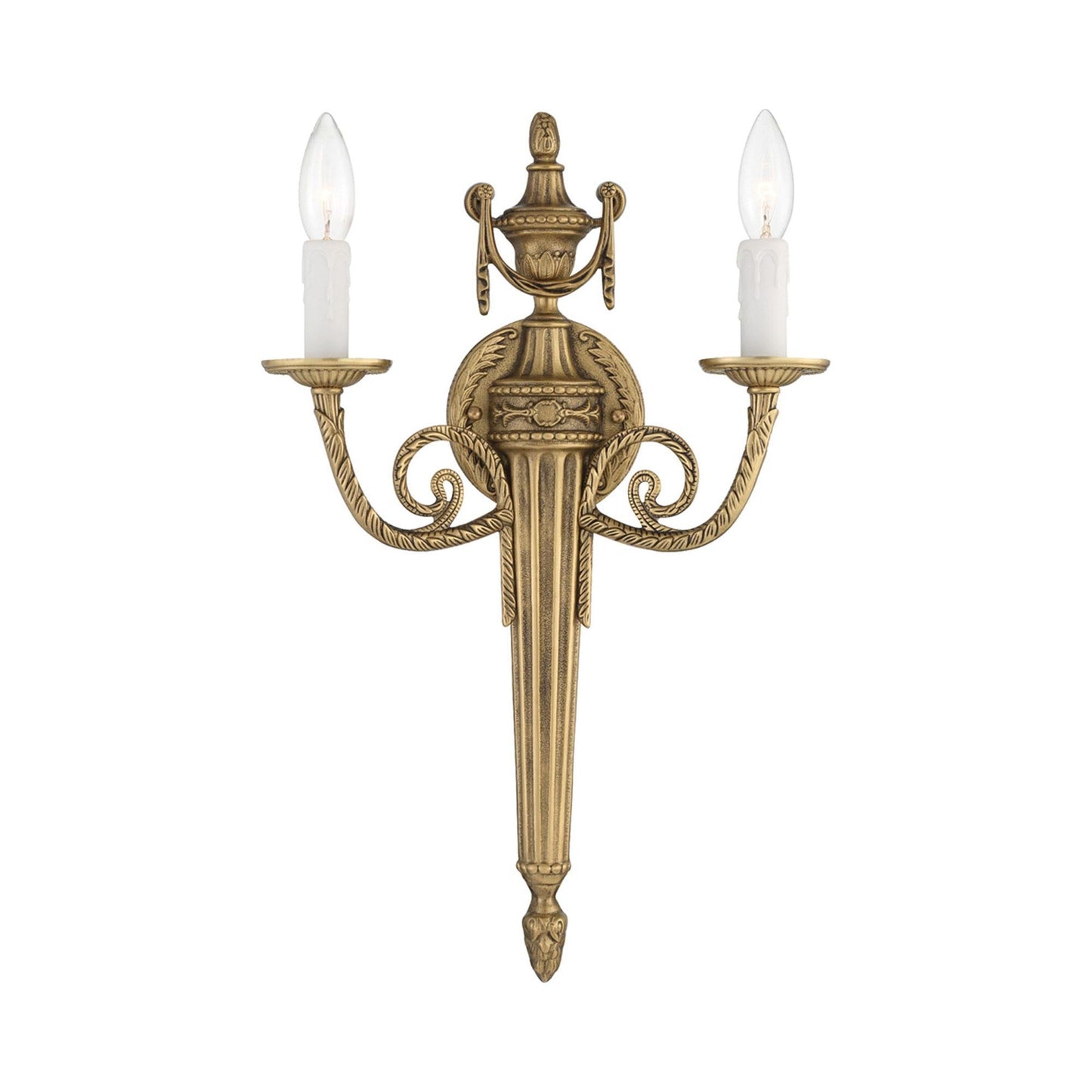 Cast Brass 2-Light Wall Light.