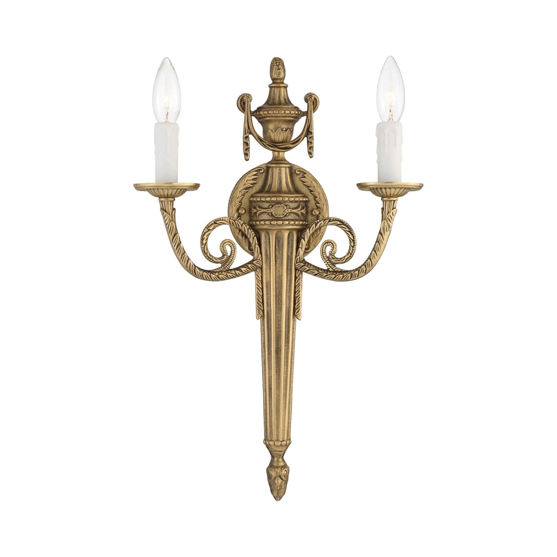 Cast Brass 2-Light Wall Light.