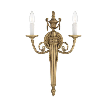Cast Brass 2-Light Wall Light.