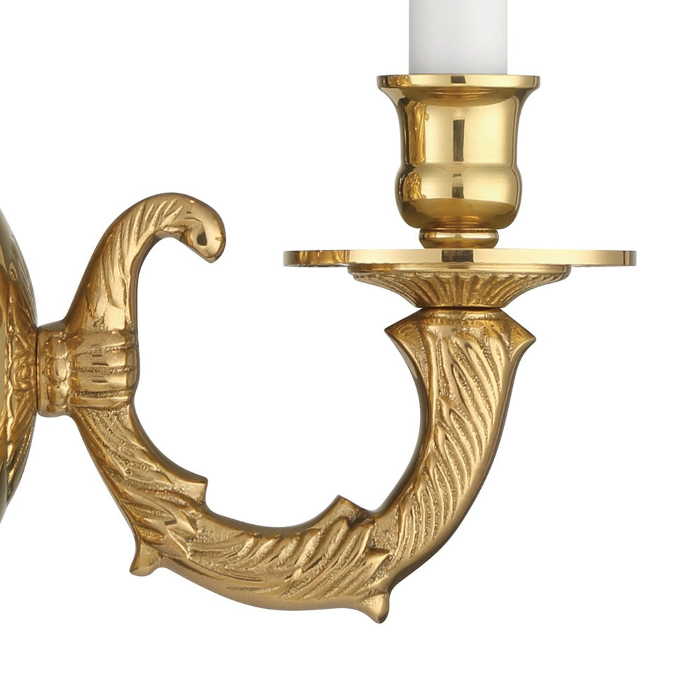 Cast Brass Ornate Wall Light in Detail.