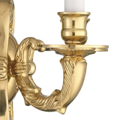 Cast Brass Ornate Wall Light in Detail.