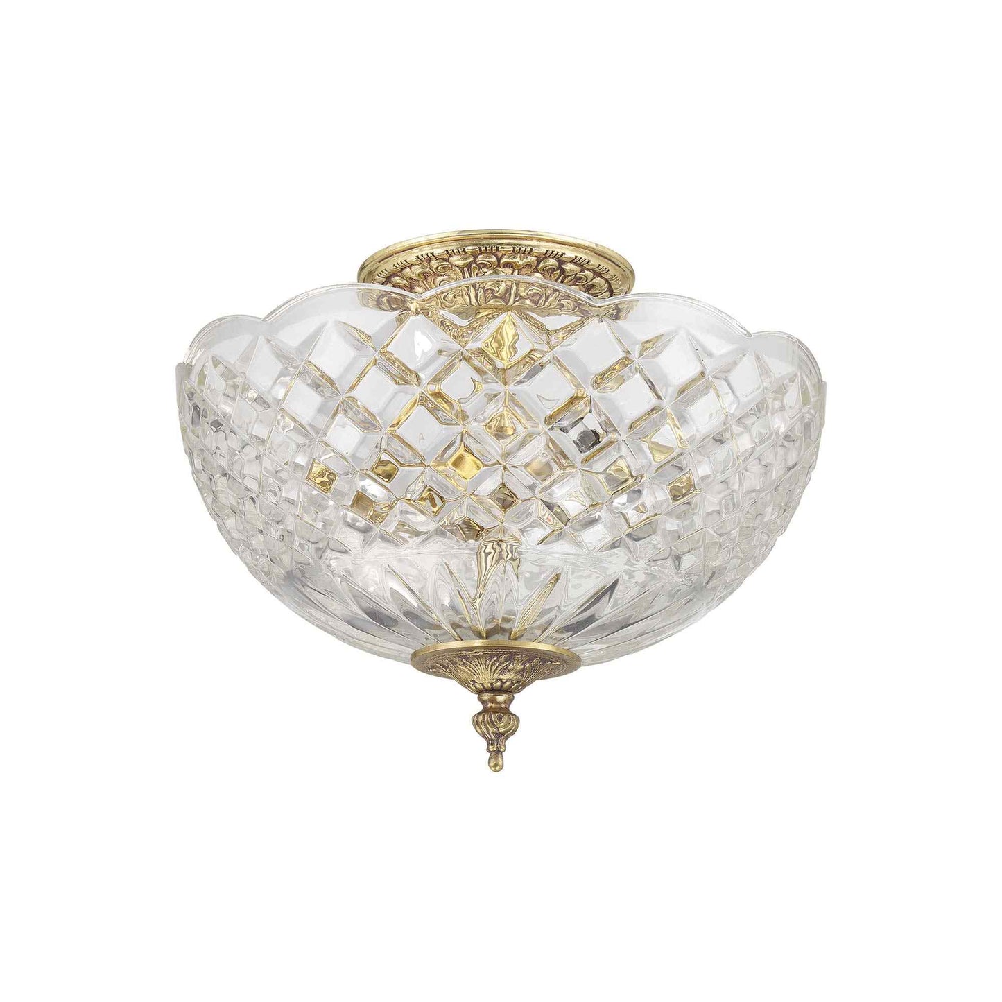 Cast Brass Semi Flush Mount Ceiling Light.