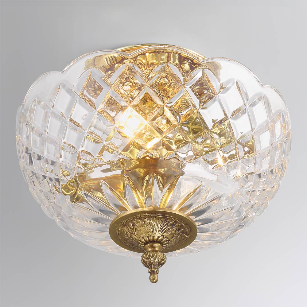Cast Brass Semi Flush Mount Ceiling Light in Detail.