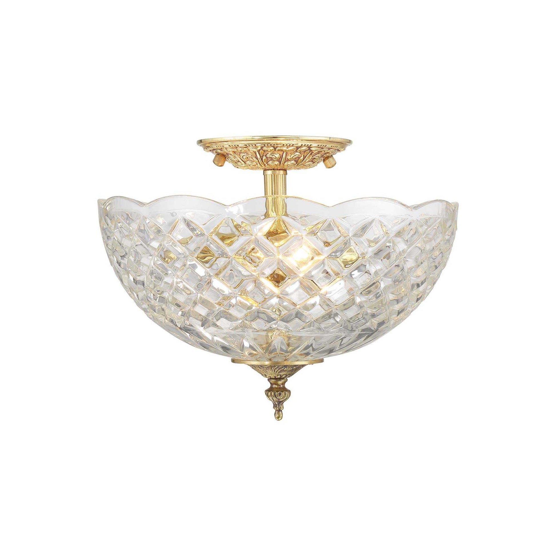 Cast Brass Semi Flush Mount Ceiling Light in Detail.