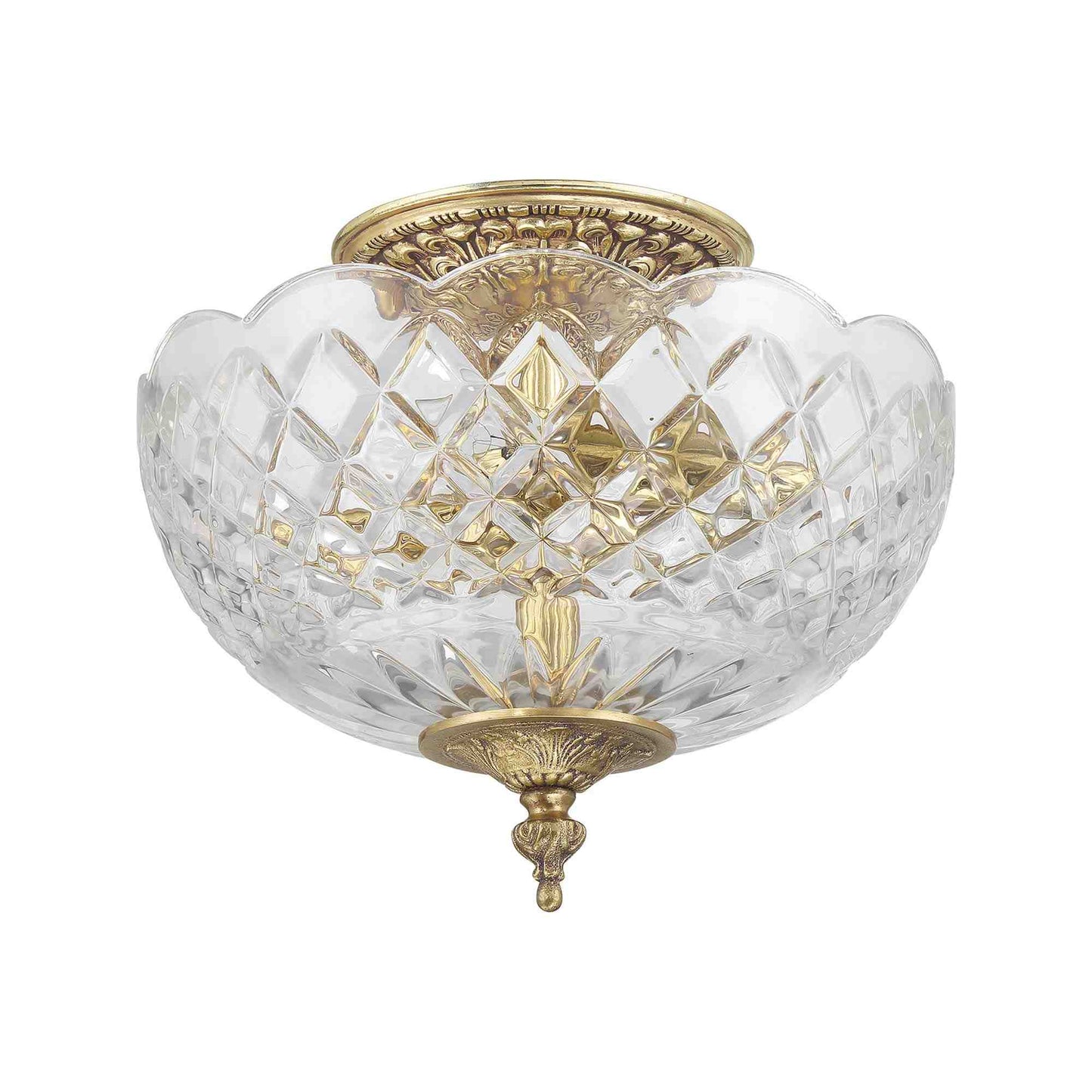 Cast Brass Semi Flush Mount Ceiling Light in Detail.