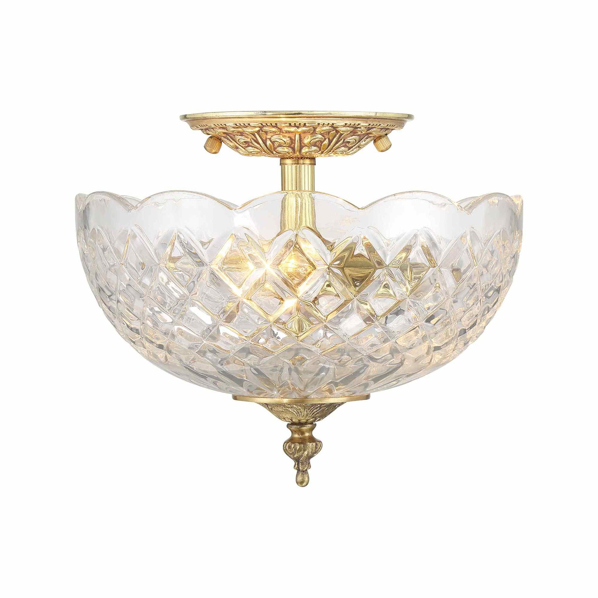 Cast Brass Semi Flush Mount Ceiling Light in Detail.