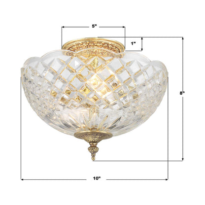 Cast Brass Semi Flush Mount Ceiling Light - line drawing.