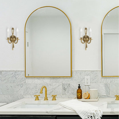 Cast Brass Wall Light in bathroom.