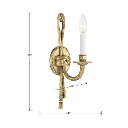 Cast Brass Wall Light - line drawing.