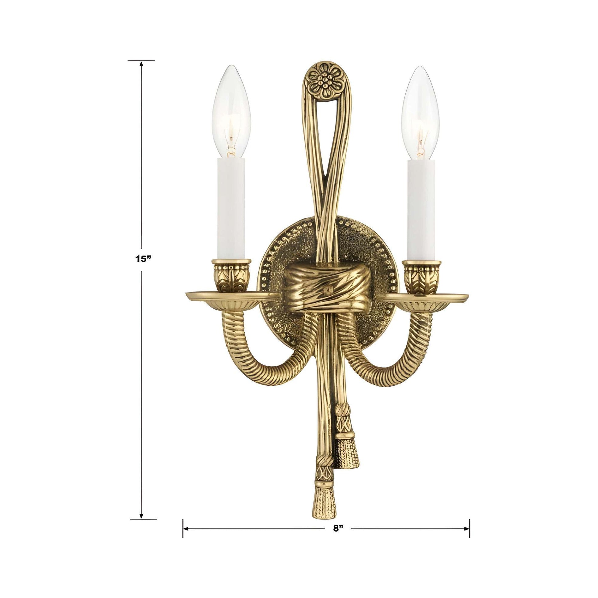 Cast Brass Wall Light - line drawing.