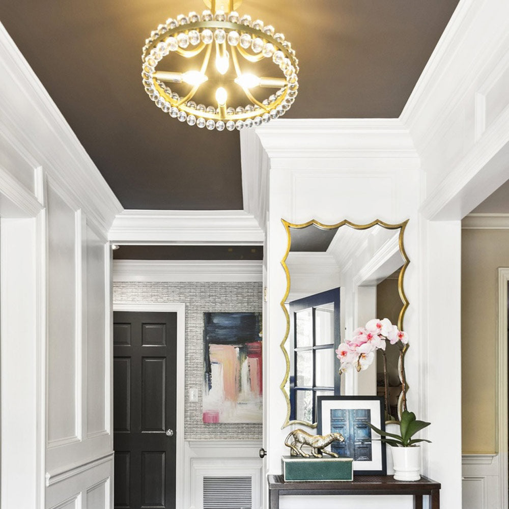 Clover Semi Flush Mount Ceiling Light in living room.