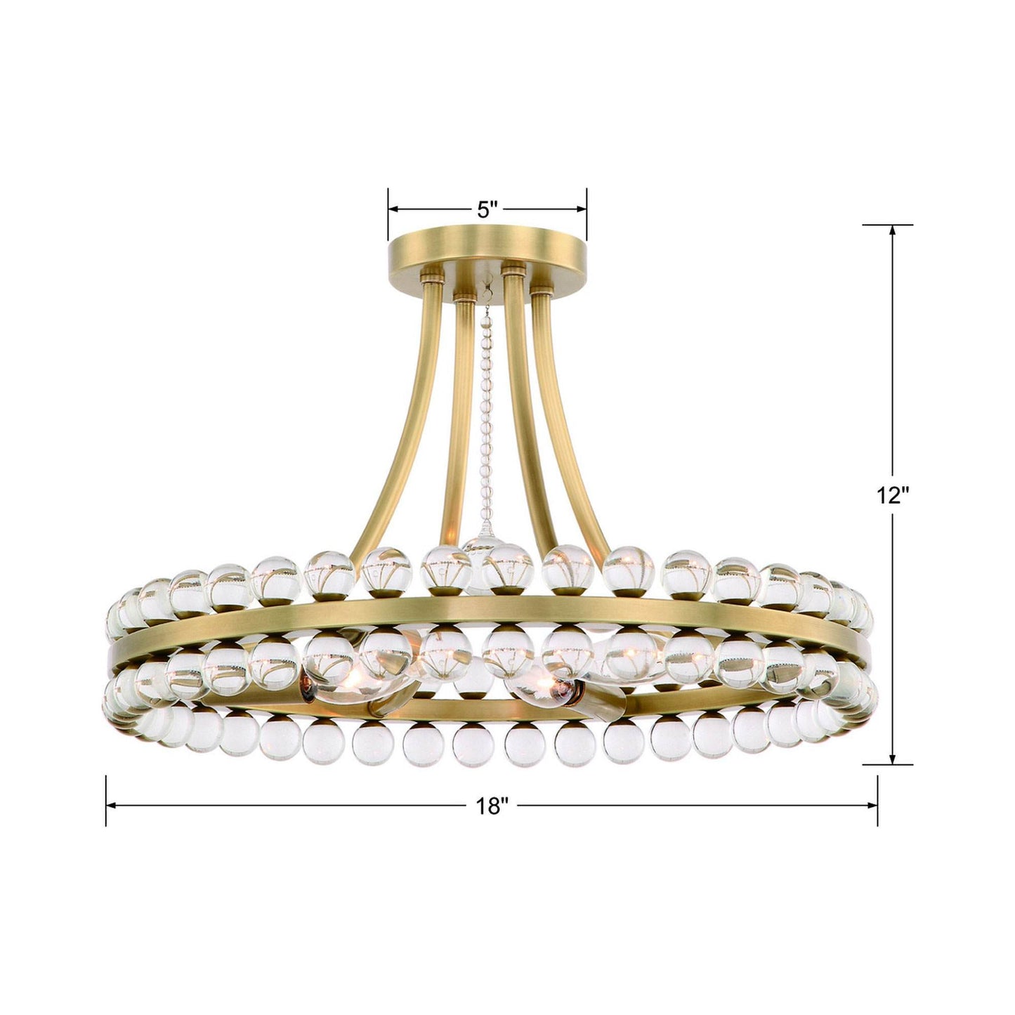 Clover Semi Flush Mount Ceiling Light - line drawing.