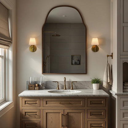 Colton Cone Wall Light in bathroom.