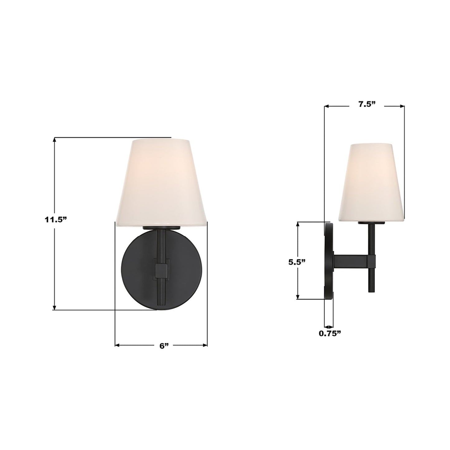 Colton Cone Wall Light - line drawing.