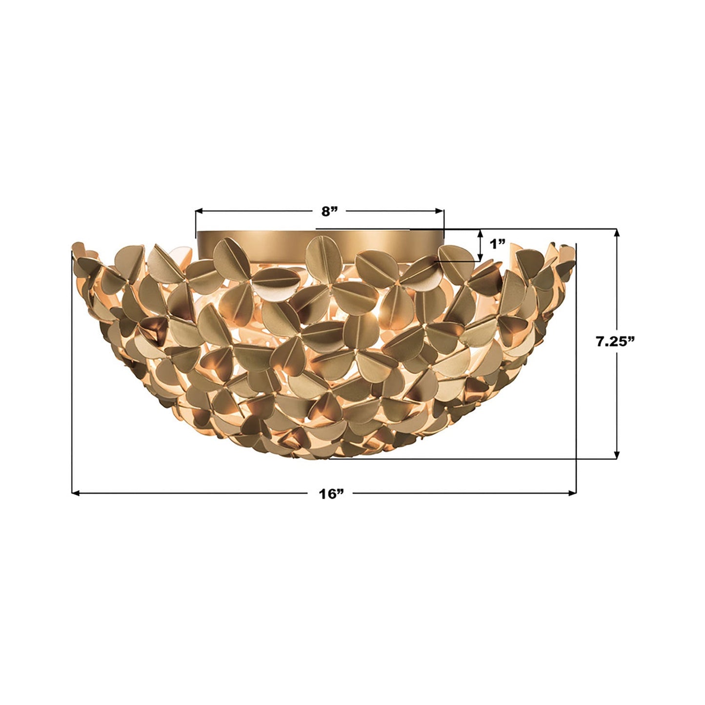 Cora Flush Mount Ceiling Light - line drawing.