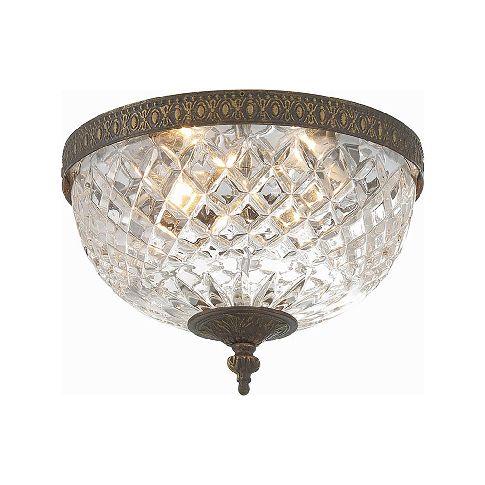 Crystal Flush Mount Ceiling Light in English Bronze (Medium).