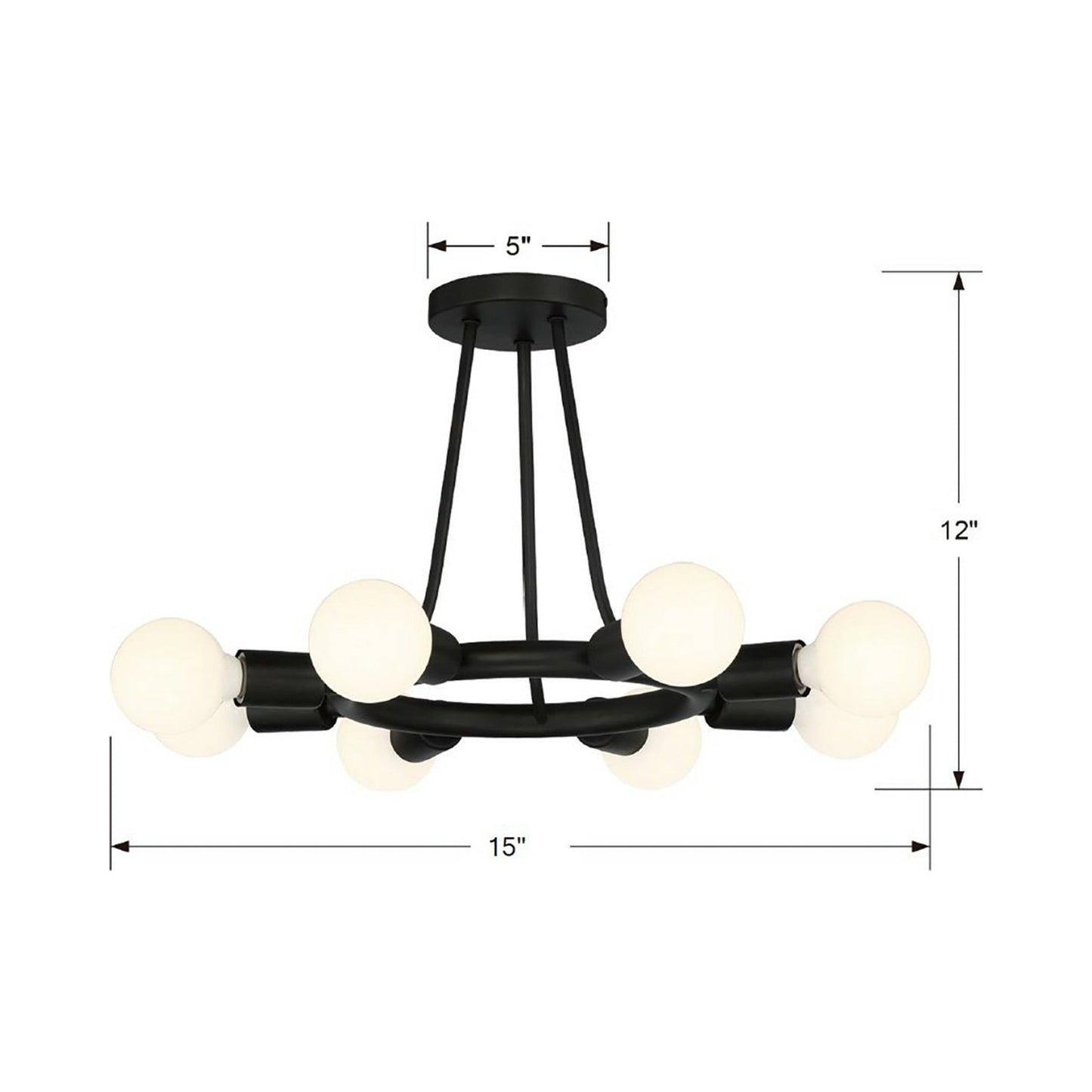 Dakota Semi Flush Mount Ceiling Light - line drawing.