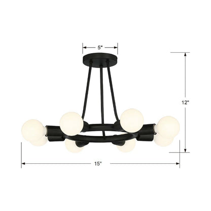 Dakota Semi Flush Mount Ceiling Light - line drawing.