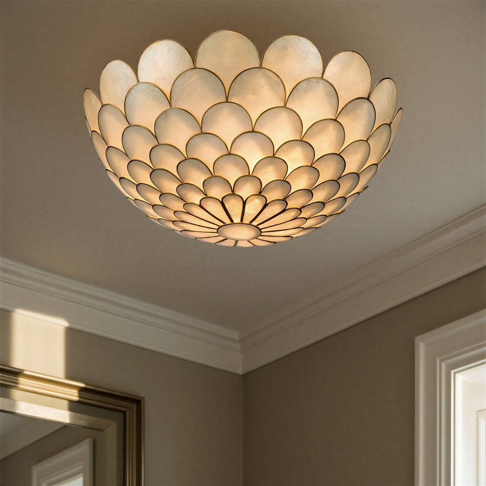 Darby Semi Flush Mount Ceiling Light in living room.