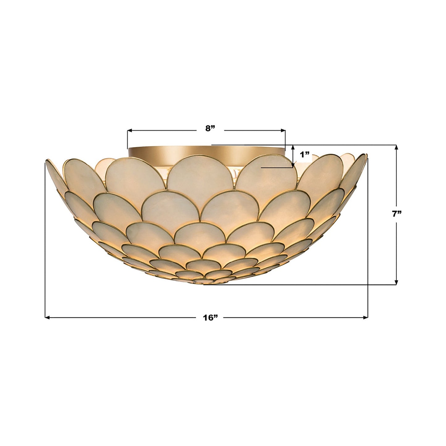 Darby Semi Flush Mount Ceiling Light - line drawing.