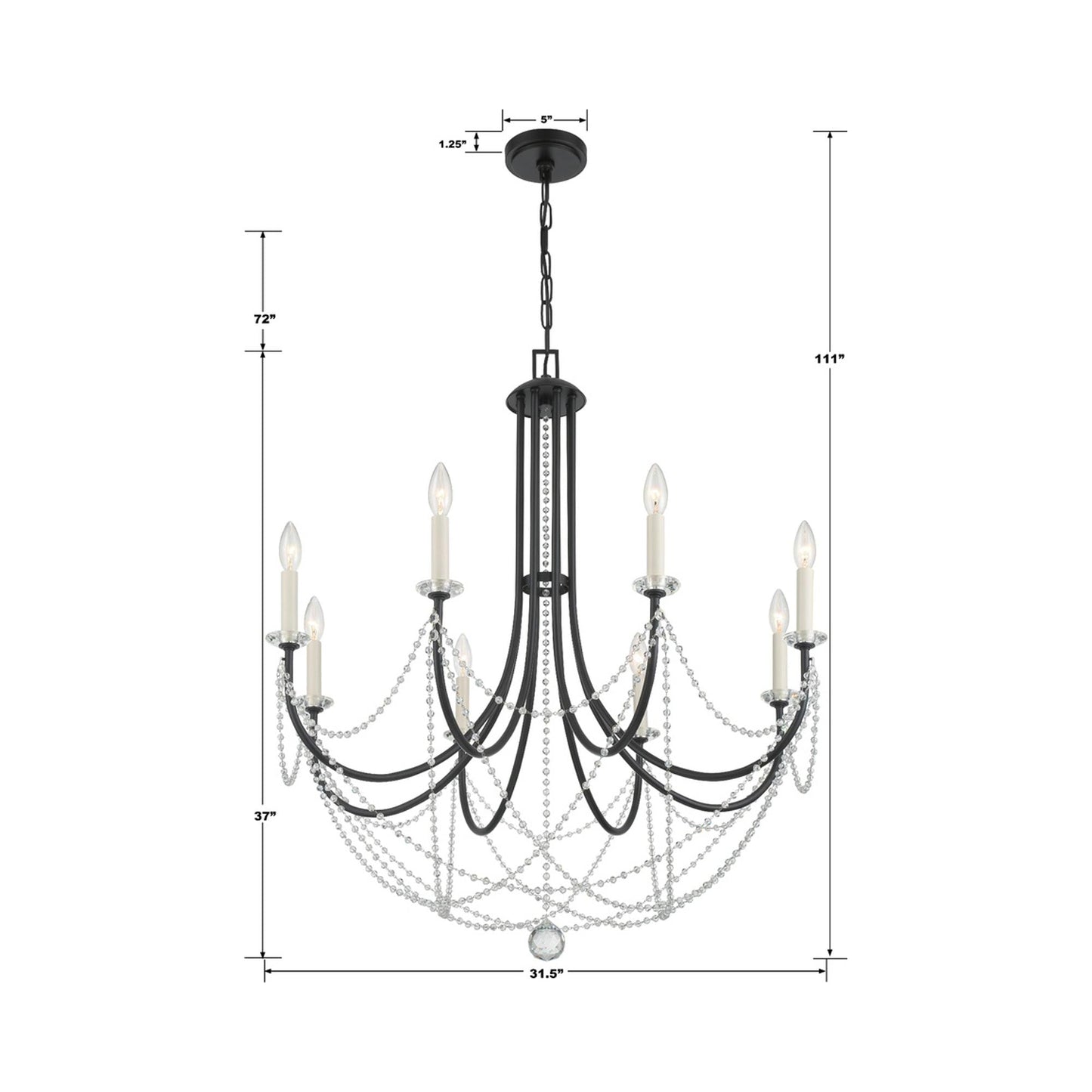 Delilah Chandelier - line drawing.