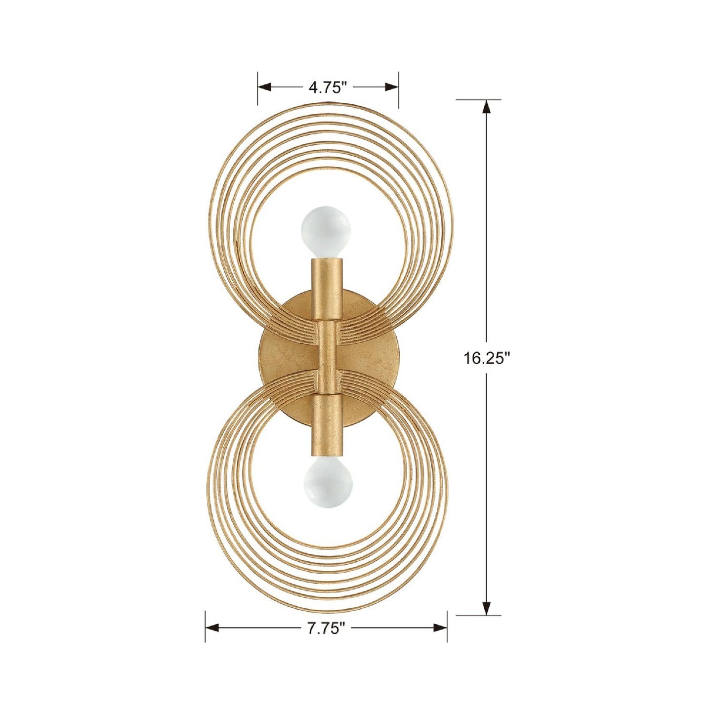 Doral 2-Light Wall Light - line drawing.