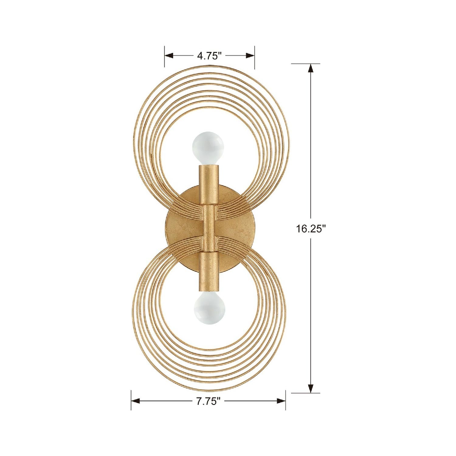 Doral 2-Light Wall Light - line drawing.