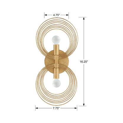 Doral 2-Light Wall Light - line drawing.