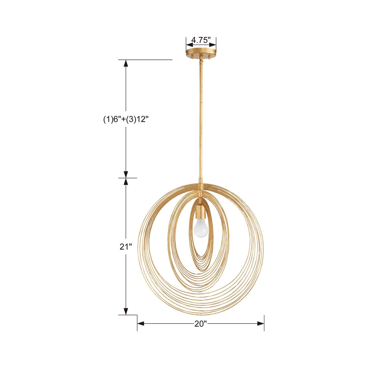 Doral Pendant Light - line drawing.