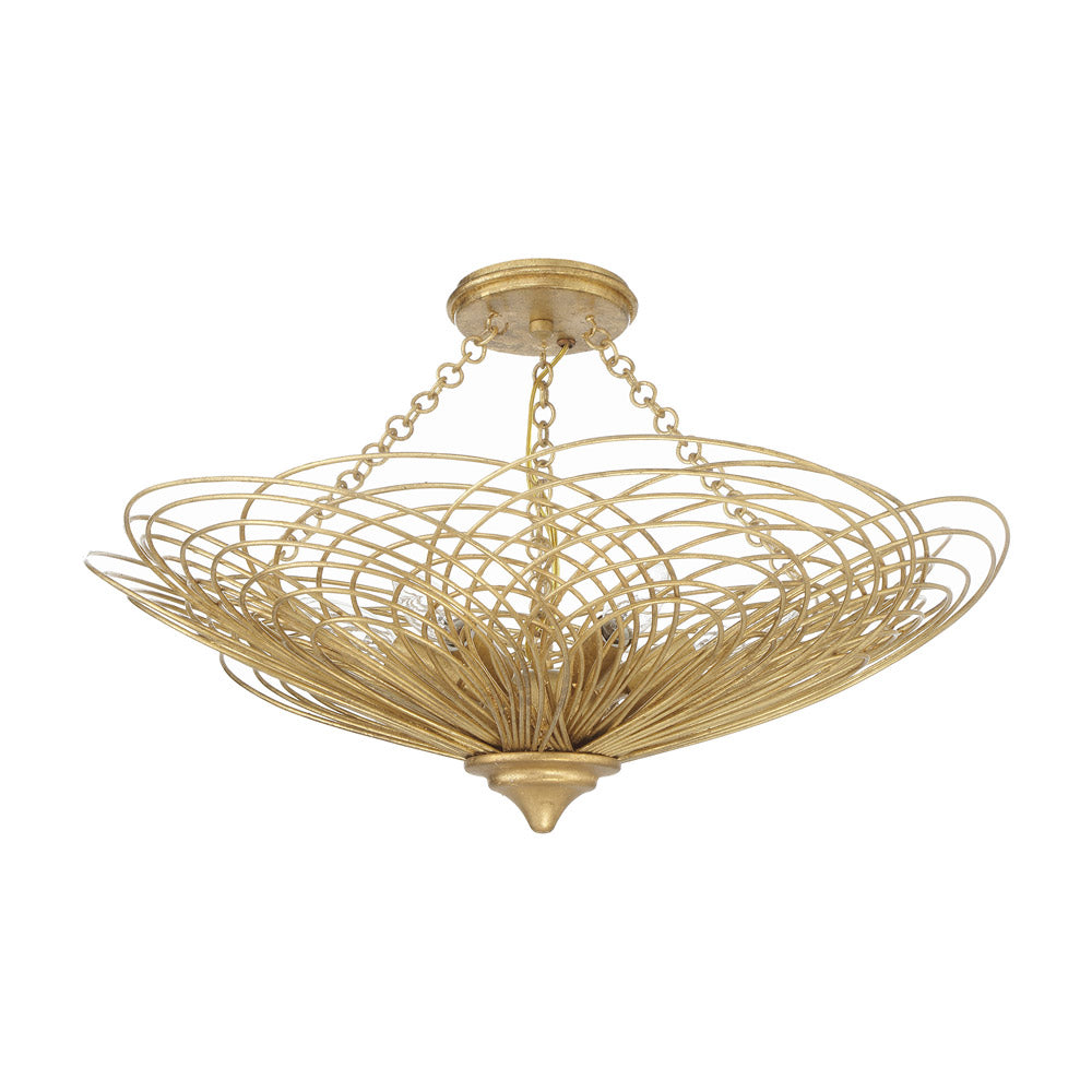 Doral Semi Flush Mount Ceiling Light in Renaissance Gold (24-Inch).