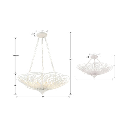 Doral Semi Flush Mount Ceiling Light - line drawing.